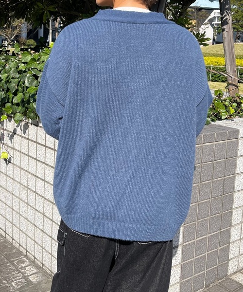 PairPair(ペアペア)の「アーガイル柄Vカーデ(ユニセックス)(カーディガン/ボレロ・レディース・グリーン/アイボリー/グレイッシュブルー・MEDIUM/LARGE)」の10枚目の写真