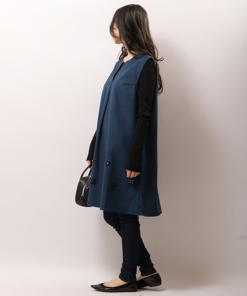 Anna Nicola(アンナニコラ)の「Anna Nicola 裾ビジュー ジャンスカ(ジャンパースカート・レディース・グレー/レッド/ブルー・38)」の4枚目の写真