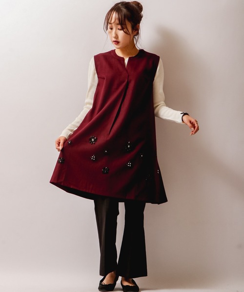 Anna Nicola(アンナニコラ)の「Anna Nicola 裾ビジュー ジャンスカ(ジャンパースカート・レディース・グレー/レッド/ブルー・38)」の7枚目の写真
