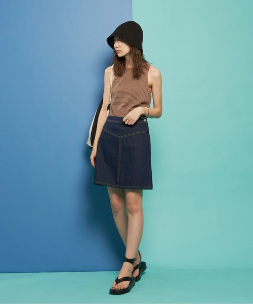 Auntie Rosa Holiday（アンティローザホリデー）の「デニムミニスカート（デニムスカート・レディース・ダークブルー・MEDIUM/SMALL）」の4枚目の写真