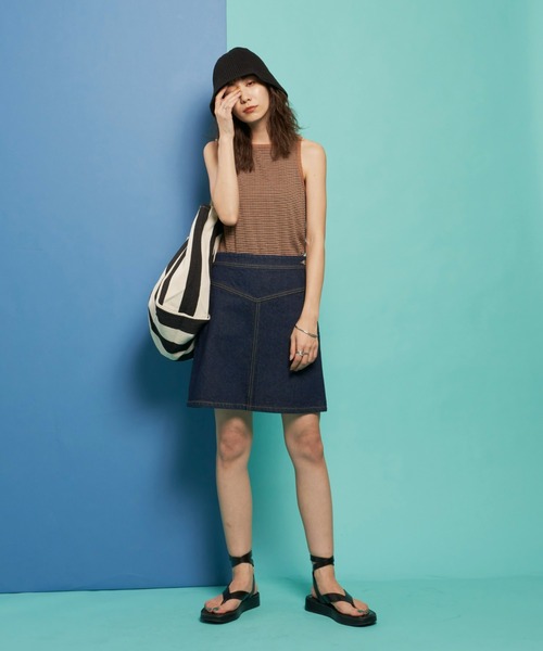 Auntie Rosa Holiday（アンティローザホリデー）の「デニムミニスカート（デニムスカート・レディース・ダークブルー・MEDIUM/SMALL）」の5枚目の写真