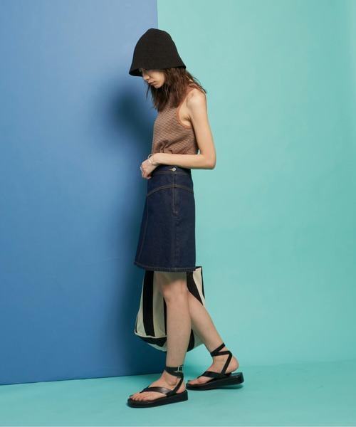 Auntie Rosa Holiday（アンティローザホリデー）の「デニムミニスカート（デニムスカート・レディース・ダークブルー・MEDIUM/SMALL）」の3枚目の写真