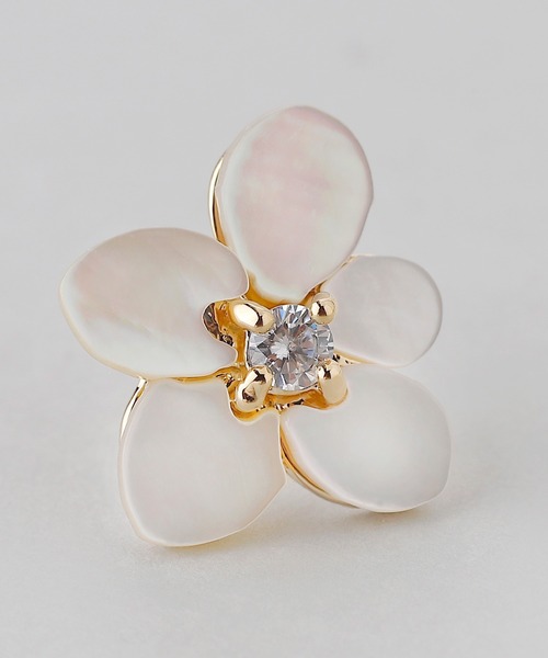ビジュー×シェルフラワーピアス（ピアス（両耳用））｜ANEMONE