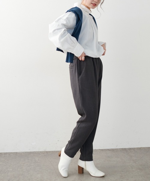 PUAL CE CIN(ピュアルセシン)の「裏起毛スリムテーパードパンツ(その他パンツ・レディース・ネイビー/グレー・FREE)」の4枚目の写真