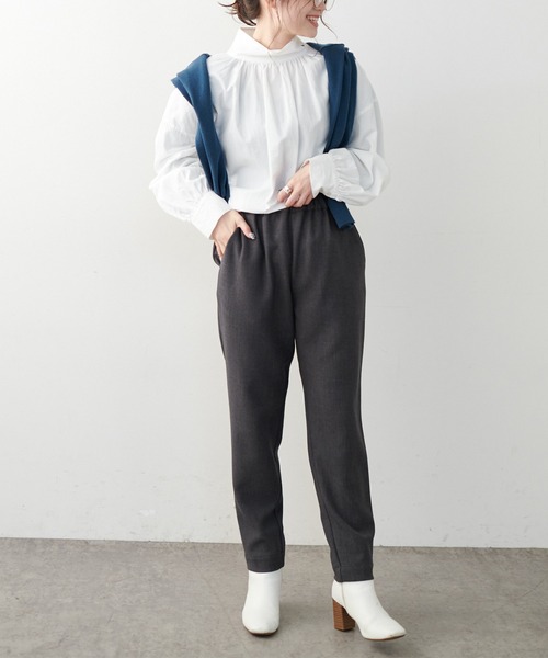 PUAL CE CIN(ピュアルセシン)の「裏起毛スリムテーパードパンツ(その他パンツ・レディース・ネイビー/グレー・FREE)」の3枚目の写真