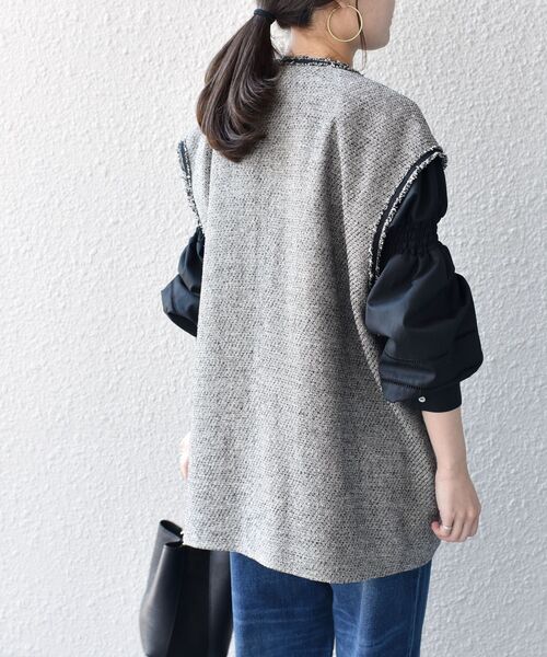 SHIPS(シップス)の「〈手洗い可能〉ツイードフリンジジレ◆(ベスト・レディース・ブラック/ベージュ・ONE SIZE)」の12枚目の写真