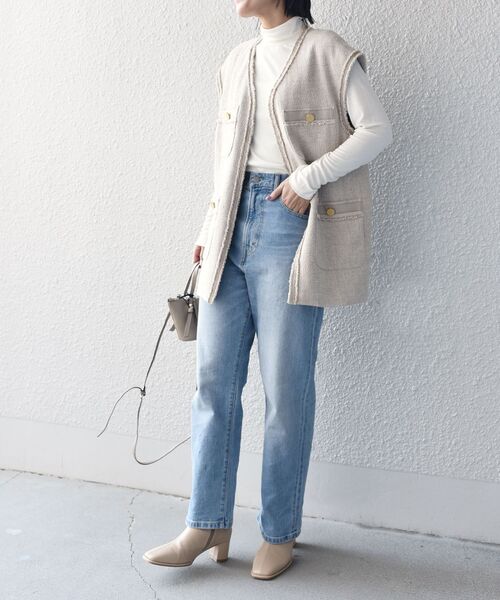 SHIPS(シップス)の「〈手洗い可能〉ツイードフリンジジレ◆(ベスト・レディース・ブラック/ベージュ・ONE SIZE)」の9枚目の写真
