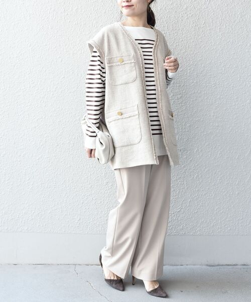 SHIPS(シップス)の「〈手洗い可能〉ツイードフリンジジレ◆(ベスト・レディース・ブラック/ベージュ・ONE SIZE)」の18枚目の写真