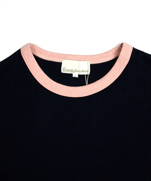 Universal Style Wear(ユニバーサルスタイルウェア)の「Universal Style Wear リンガー ルーズ Tシャツ(Tシャツ/カットソー・メンズ・ライトピンク/グレイッシュベージュ/オフホワイト/ネイビー・MEDIUM/LARGE/X-LARGE)」の11枚目の写真