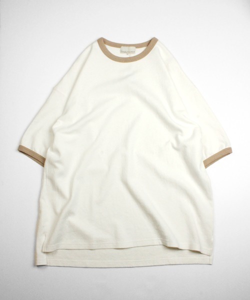 Universal Style Wear(ユニバーサルスタイルウェア)の「Universal Style Wear リンガー ルーズ Tシャツ(Tシャツ/カットソー・メンズ・ライトピンク/グレイッシュベージュ/オフホワイト/ネイビー・MEDIUM/LARGE/X-LARGE)」の16枚目の写真