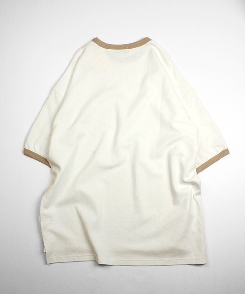 Universal Style Wear(ユニバーサルスタイルウェア)の「Universal Style Wear リンガー ルーズ Tシャツ(Tシャツ/カットソー・メンズ・ライトピンク/グレイッシュベージュ/オフホワイト/ネイビー・MEDIUM/LARGE/X-LARGE)」の17枚目の写真