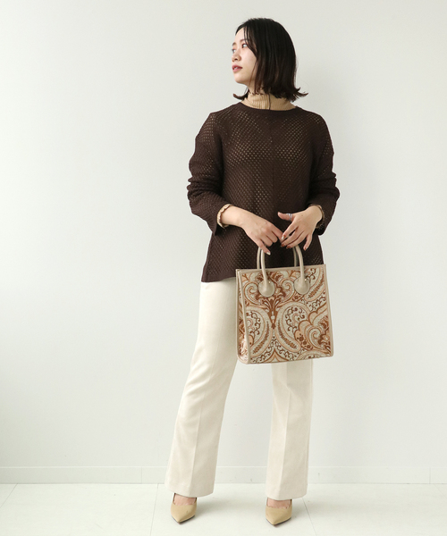 Simplicite(サンプリシテ)の「メッシュニットプルオーバー◆(ニット/セーター・レディース・ベージュ/ブラウン/ブルー・FREE)」の4枚目の写真