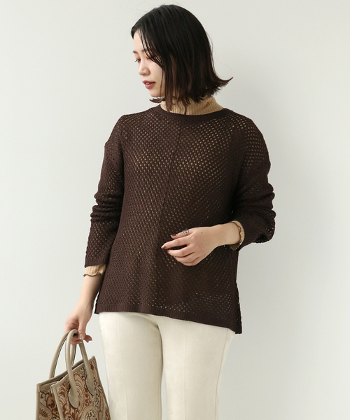 Simplicite(サンプリシテ)の「メッシュニットプルオーバー◆(ニット/セーター・レディース・ベージュ/ブラウン/ブルー・FREE)」の5枚目の写真