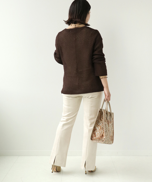 Simplicite(サンプリシテ)の「メッシュニットプルオーバー◆(ニット/セーター・レディース・ベージュ/ブラウン/ブルー・FREE)」の8枚目の写真