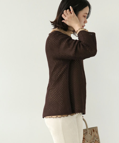 Simplicite(サンプリシテ)の「メッシュニットプルオーバー◆(ニット/セーター・レディース・ベージュ/ブラウン/ブルー・FREE)」の9枚目の写真