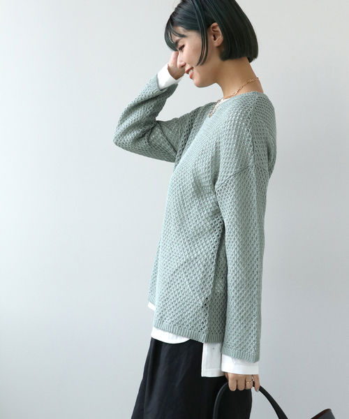 Simplicite(サンプリシテ)の「メッシュニットプルオーバー◆(ニット/セーター・レディース・ベージュ/ブラウン/ブルー・FREE)」の21枚目の写真