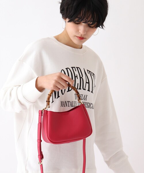 OPAQUE.CLIP（オペークドットクリップ）の「◆カラーバンブー ショルダーバッグ（ショルダーバッグ・レディース・オフホワイト/ピンク系/ダークグリーン・00）」の3枚目の写真