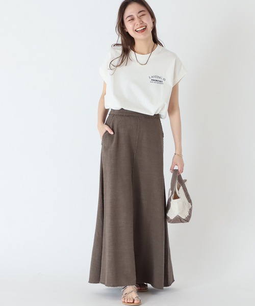 JOURNAL STANDARD relume（ジャーナルスタンダード　レリューム）の「フレンチスリーブロゴTシャツ（Tシャツ/カットソー・レディース・ホワイト/グレー・FREE）」の8枚目の写真