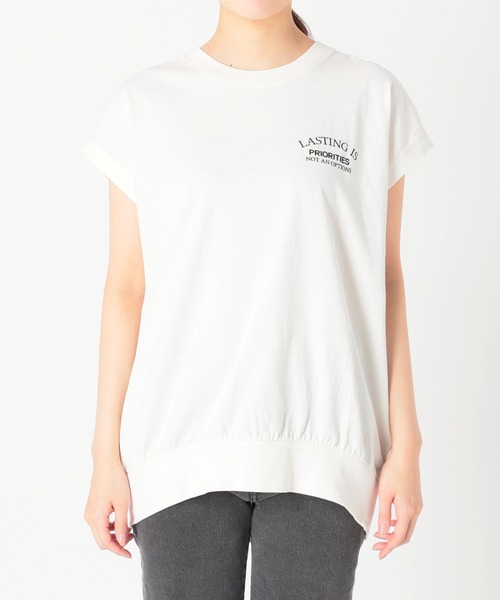 JOURNAL STANDARD relume（ジャーナルスタンダード　レリューム）の「フレンチスリーブロゴTシャツ（Tシャツ/カットソー・レディース・ホワイト/グレー・FREE）」の6枚目の写真