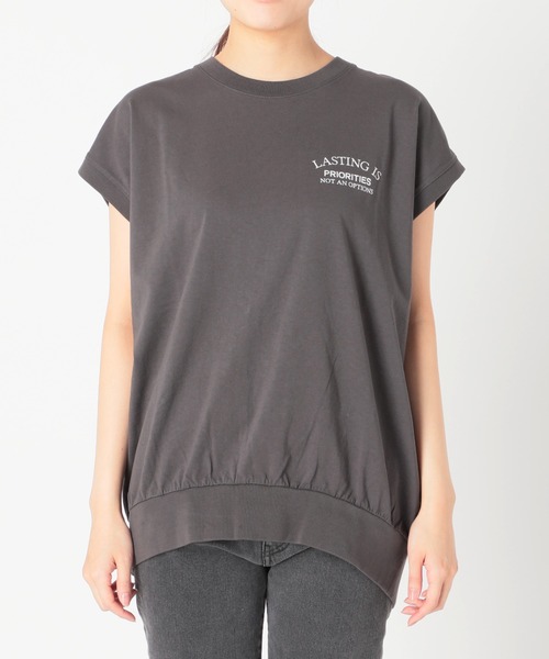 JOURNAL STANDARD relume（ジャーナルスタンダード　レリューム）の「フレンチスリーブロゴTシャツ（Tシャツ/カットソー・レディース・ホワイト/グレー・FREE）」の9枚目の写真