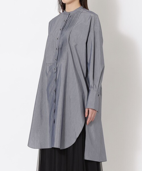 エッセンシャルズs.essentialsストライプノーカラーシャツワンピース シャツワンピース ストライプ ノーカラー 前開き shi cogn xi