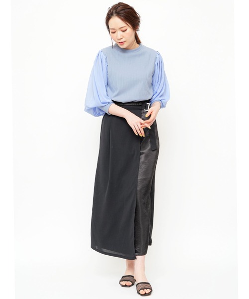 mili an deni(ミリアンデニ)の「シアースリーブボリュームリブトップス(Tシャツ/カットソー・レディース・ブラック/ネイビー/オフホワイト/ダークブルー・M/L)」の15枚目の写真
