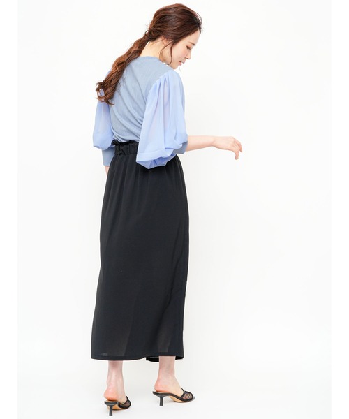 mili an deni(ミリアンデニ)の「シアースリーブボリュームリブトップス(Tシャツ/カットソー・レディース・ブラック/ネイビー/オフホワイト/ダークブルー・M/L)」の16枚目の写真