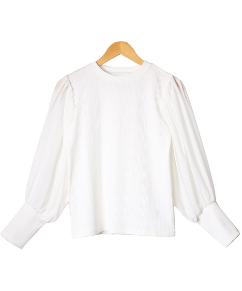mili an deni(ミリアンデニ)の「シアースリーブボリュームリブトップス(Tシャツ/カットソー・レディース・ブラック/ネイビー/オフホワイト/ダークブルー・M/L)」の19枚目の写真