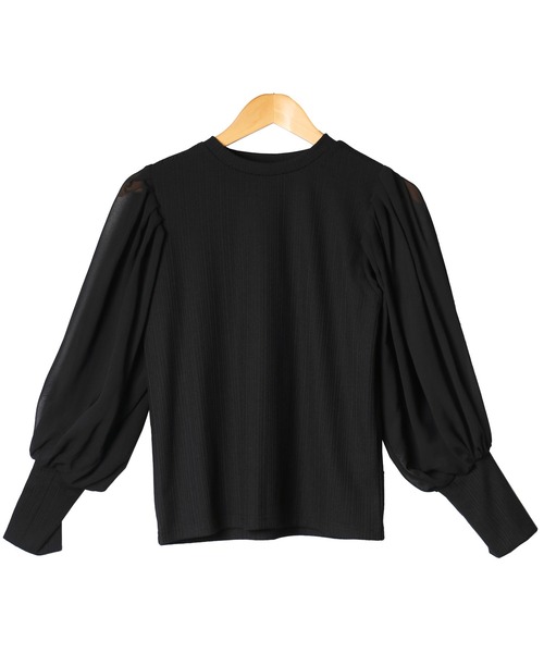 mili an deni(ミリアンデニ)の「シアースリーブボリュームリブトップス(Tシャツ/カットソー・レディース・ブラック/ネイビー/オフホワイト/ダークブルー・M/L)」の20枚目の写真