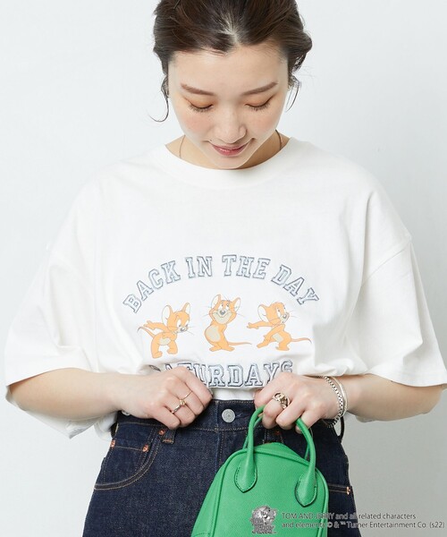 FREAK'S STORE（フリークスストア）の「▽【WEB限定】TOMandJERRY/トムとジェリー　別注カレッジTシャツ（Tシャツ/カットソー・レディース・ライトグレー/ブラック/パープル/グレー/オフホワイト・ﾌﾘ-）」の2枚目の写真