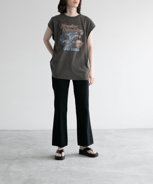 yuw（ユウ）の「ＰＲＩＮＴ　ＦＳ　ＴEE　278645（Tシャツ/カットソー・レディース・オフホワイト/ブラック/ベージュ・FREE）」の4枚目の写真