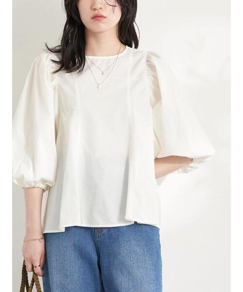 earth music&ecology(アースミュージックアンドエコロジー)の「ボリュームスリーブペプラムブラウス(シャツ/ブラウス・レディース・ブラック/ベージュ/オフホワイト・FREE)」の13枚目の写真