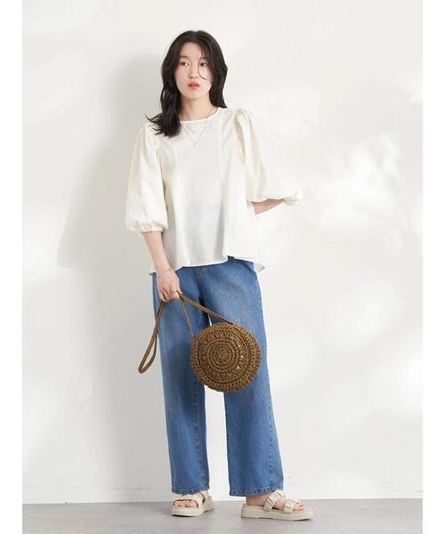 earth music&ecology(アースミュージックアンドエコロジー)の「ボリュームスリーブペプラムブラウス(シャツ/ブラウス・レディース・ブラック/ベージュ/オフホワイト・FREE)」の15枚目の写真