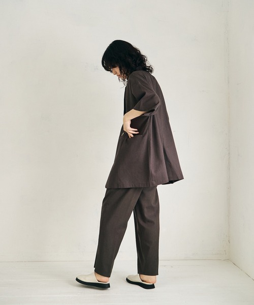 4youstory（フォーユーストーリー）の「【4youstory】リネンライクルーズストレートパンツ（スラックス・レディース・カーキ/アイボリー/スミクロ・FREE）」の14枚目の写真