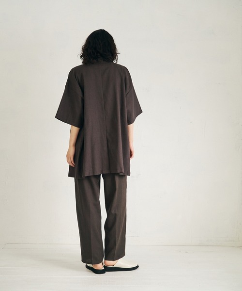 4youstory（フォーユーストーリー）の「【4youstory】リネンライクルーズストレートパンツ（スラックス・レディース・カーキ/アイボリー/スミクロ・FREE）」の10枚目の写真