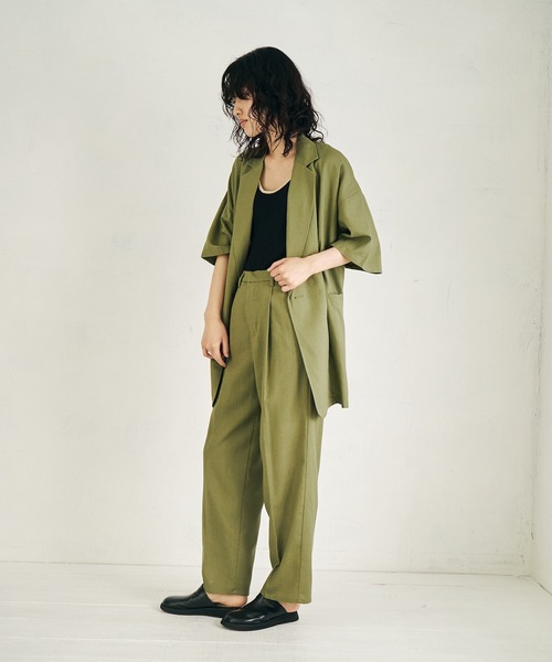4youstory（フォーユーストーリー）の「【4youstory】リネンライクルーズストレートパンツ（スラックス・レディース・カーキ/アイボリー/スミクロ・FREE）」の19枚目の写真