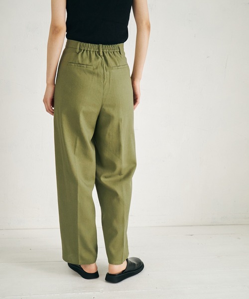 4youstory（フォーユーストーリー）の「【4youstory】リネンライクルーズストレートパンツ（スラックス・レディース・カーキ/アイボリー/スミクロ・FREE）」の8枚目の写真