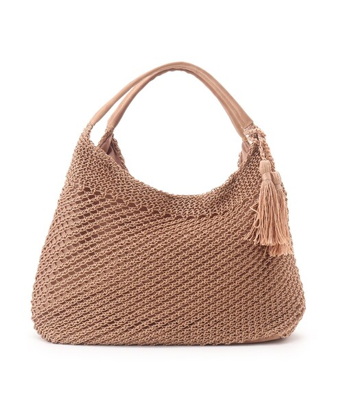 SHOO・LA・RUE(シューラルー)の「◆ワンショルニットバッグ(ショルダーバッグ・レディース・ブラック/オレンジ系その他5/ベージュ/ライトグリーン・00)」の4枚目の写真