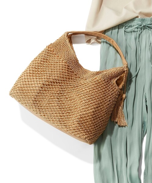 SHOO・LA・RUE(シューラルー)の「◆ワンショルニットバッグ(ショルダーバッグ・レディース・ブラック/オレンジ系その他5/ベージュ/ライトグリーン・00)」の7枚目の写真