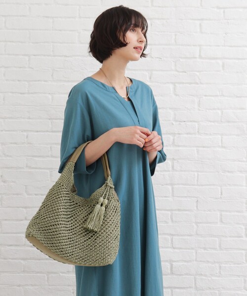 SHOO・LA・RUE(シューラルー)の「◆ワンショルニットバッグ(ショルダーバッグ・レディース・ブラック/オレンジ系その他5/ベージュ/ライトグリーン・00)」の6枚目の写真