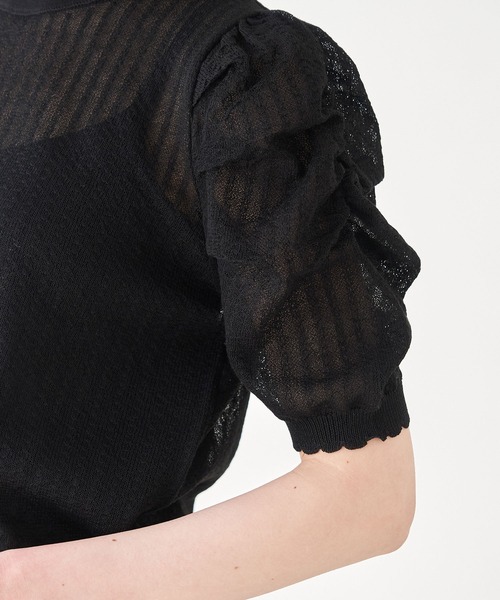 ROPE' PICNIC（ロペピクニック）の「シアーブークレーギャザーニットプルオーバー（ニット/セーター・レディース・ライトグリーン/オフホワイト/ブラック/パープル・38）」の9枚目の写真