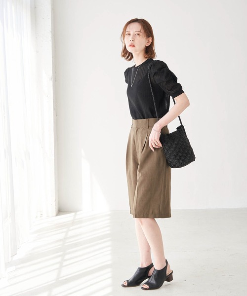 ROPE' PICNIC（ロペピクニック）の「シアーブークレーギャザーニットプルオーバー（ニット/セーター・レディース・ライトグリーン/オフホワイト/ブラック/パープル・38）」の17枚目の写真