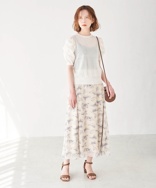 ROPE' PICNIC（ロペピクニック）の「シアーブークレーギャザーニットプルオーバー（ニット/セーター・レディース・ライトグリーン/オフホワイト/ブラック/パープル・38）」の18枚目の写真