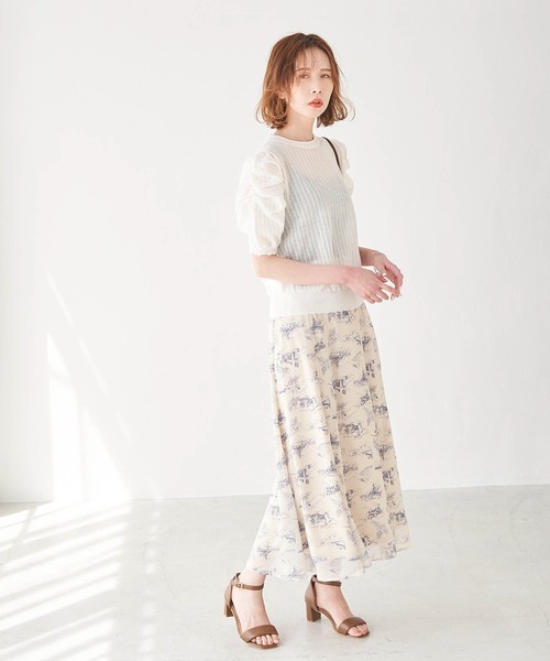 ROPE' PICNIC（ロペピクニック）の「シアーブークレーギャザーニットプルオーバー（ニット/セーター・レディース・ライトグリーン/オフホワイト/ブラック/パープル・38）」の19枚目の写真