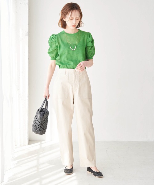 ROPE' PICNIC（ロペピクニック）の「シアーブークレーギャザーニットプルオーバー（ニット/セーター・レディース・ライトグリーン/オフホワイト/ブラック/パープル・38）」の20枚目の写真