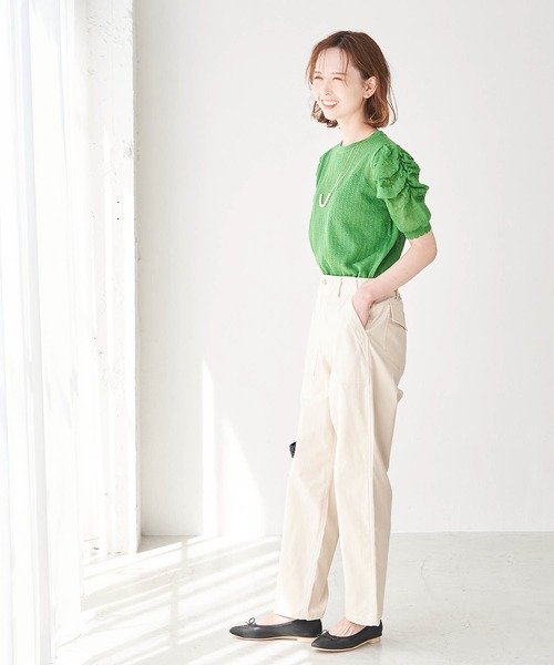 ROPE' PICNIC（ロペピクニック）の「シアーブークレーギャザーニットプルオーバー（ニット/セーター・レディース・ライトグリーン/オフホワイト/ブラック/パープル・38）」の22枚目の写真