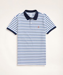 GF コットンストレッチピケ ストライプ ポロシャツ Slim Fit
