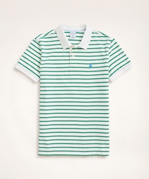 GF コットンストレッチピケ ストライプ ポロシャツ Slim Fit