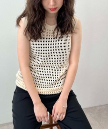 メッシュニット 透かし編み ベスト