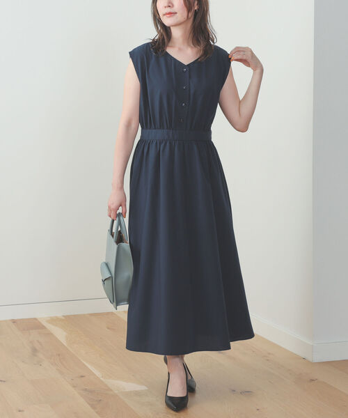 BEAMS HEARTノースリーブドレス BEAMS HEART ワンピース ノースリーブ 切替 フレアワンピース